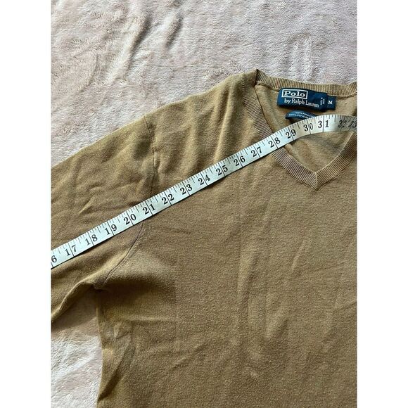 Polo By Ralph Lauren Cotton Knit V-Neck Sweater Size Medium Beige‎ - Picture 5 of 7